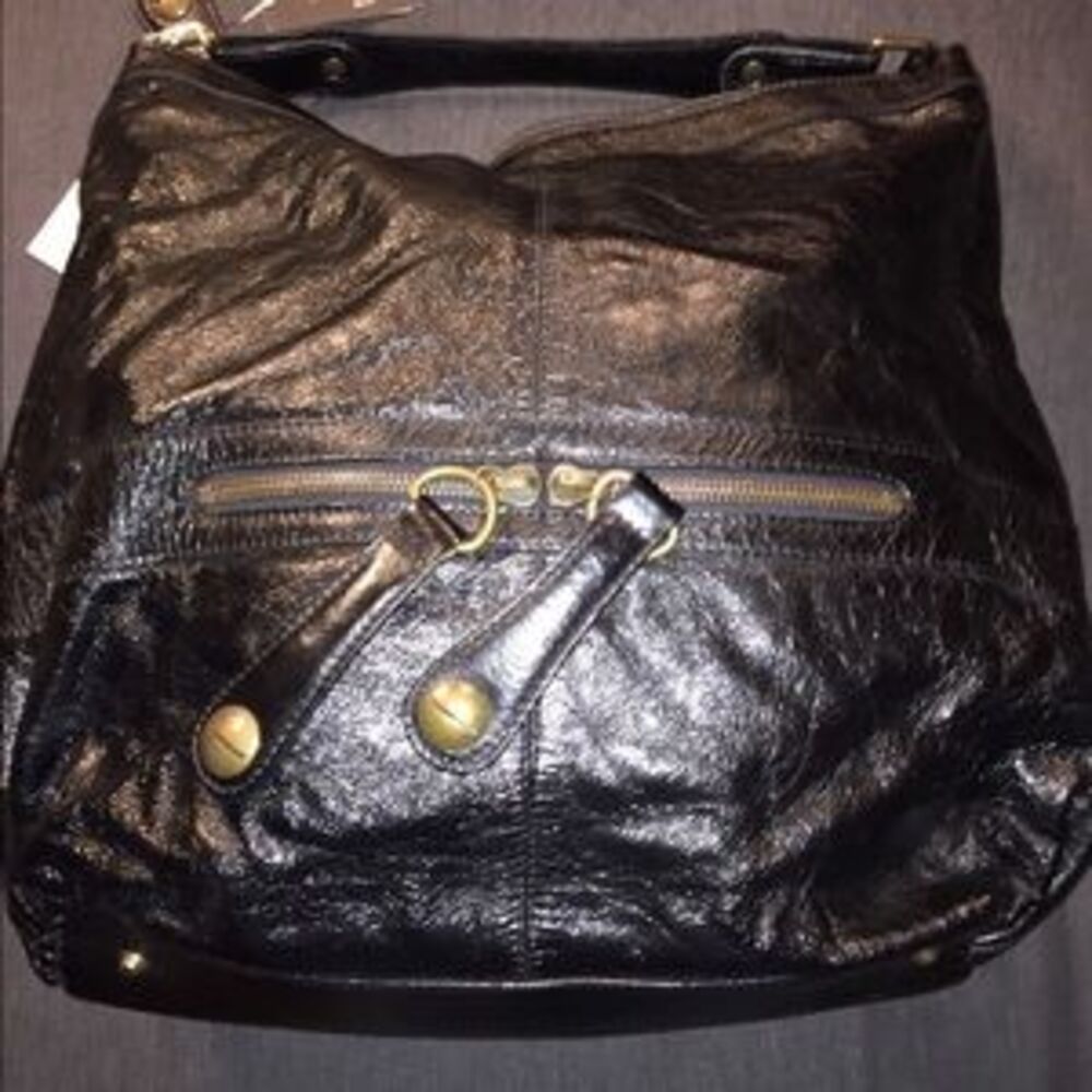 Gerard Darel Black Leather Hobo Bag